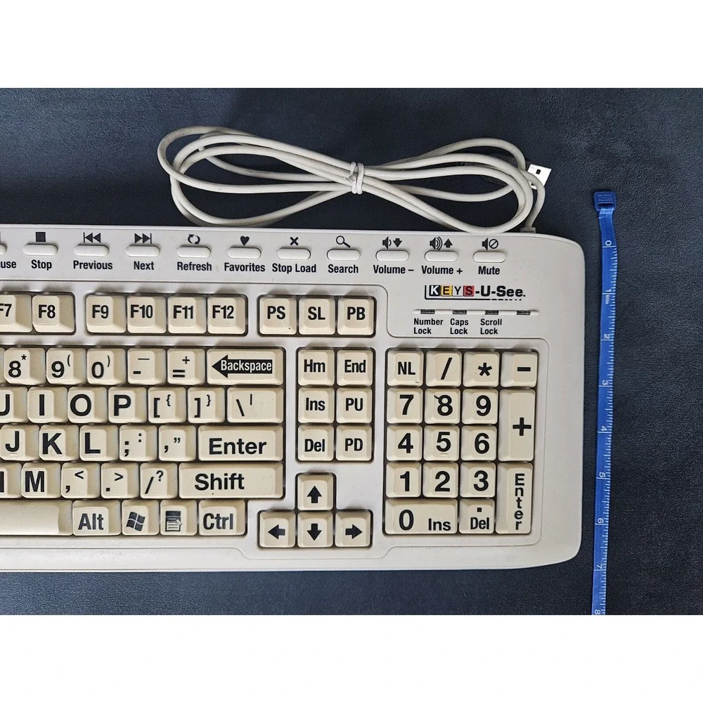KEYS-U-See Ivory Keyboard Large Print Keys (YKB-LP-IUSBPS2) USB Connection